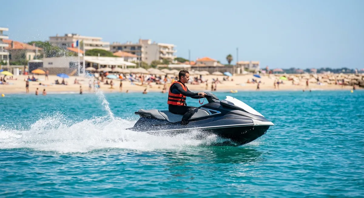 Jet-ski en pleine vitesse sur la Méditerranée